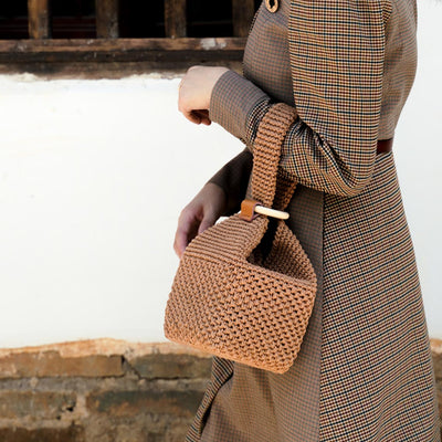 Crochet Handbag in Brown Yarn - POPSEWING™