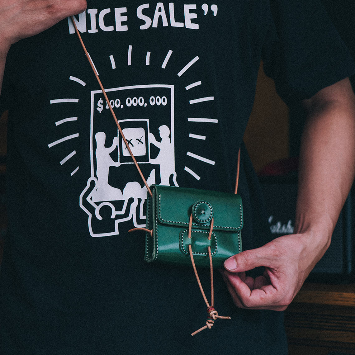 【DISCERNMENT】Field square mini leather bag Leather Mini Bucket Bag | Handmade leather crossbody bag by