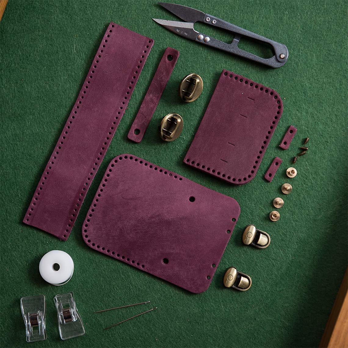 Purple leather diy bag kit | leather sewing kit | POPSEWING™