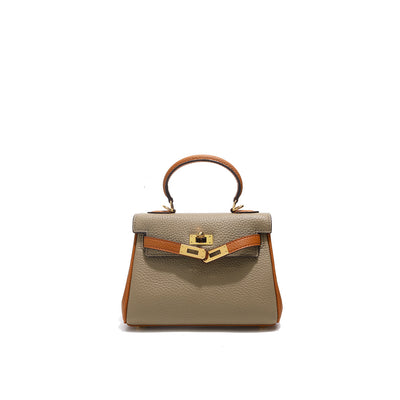 Top Grain Leather Inspired Bi-color Mini Kelly Bag