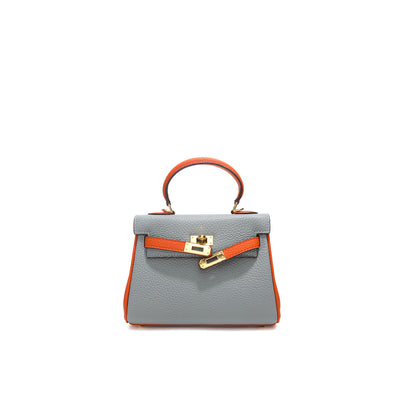Top Grain Leather Inspired Bi-color Mini Kelly Bag