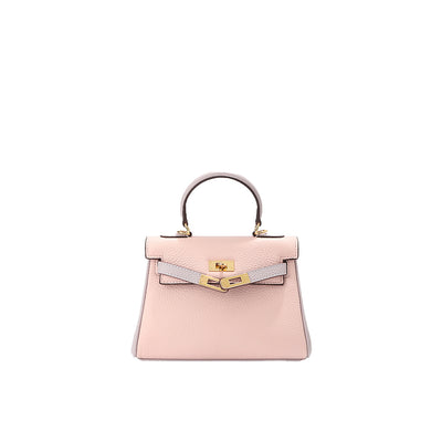 Top Grain Leather Inspired Bi-color Mini Kelly Bag