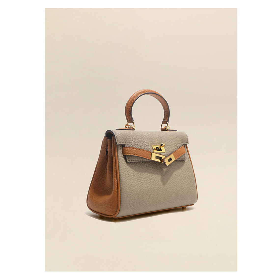 Top Grain Leather Inspired Bi-color Mini Kelly Bag