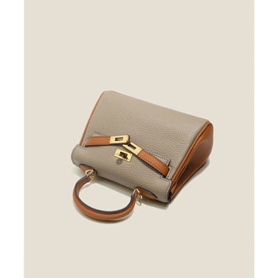 Top Grain Leather Inspired Bi-color Mini Kelly Bag