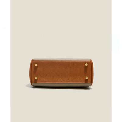 Top Grain Leather Inspired Bi-color Mini Kelly Bag