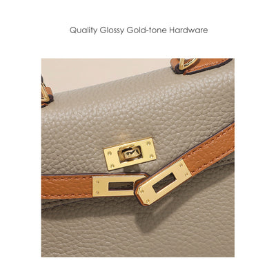Top Grain Leather Inspired Bi-color Mini Kelly Bag