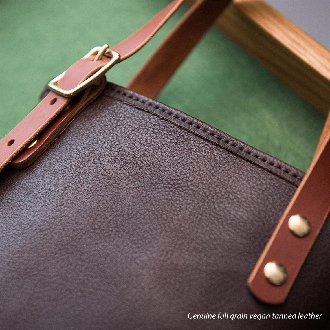 Full Grain Vegetable Tanned Leather Handbag with Adjustable Handles - POPSEWING™
