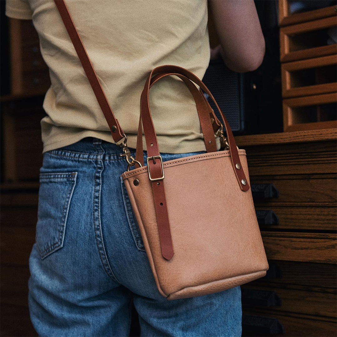 DIY Leather Handbag Kit in Natural Genuine Leather | Easy DIY Handcrafted Mini Tote Bag with Adjustable Strap - POPSEWING™