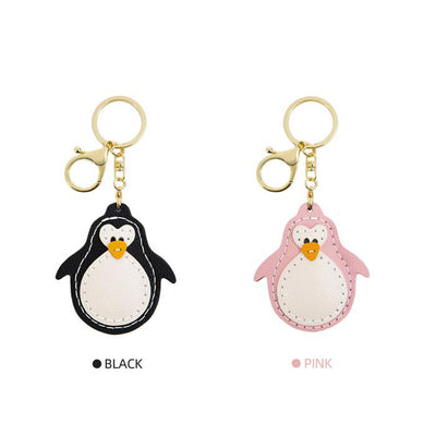 POPSEWING™ Leather Penguin Keychain DIY Kit | Handmade DIY Keychain | Black & Pink