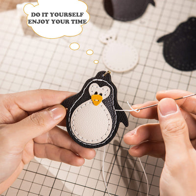 White & Black Penguin  Keychain - Original Penguin Accessories | How to Make a Leather Keychain | POPSEWING