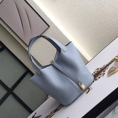Blue Leather Tote Handbag | Replica Inspired Picotin Lock Bag - POPSEWING™