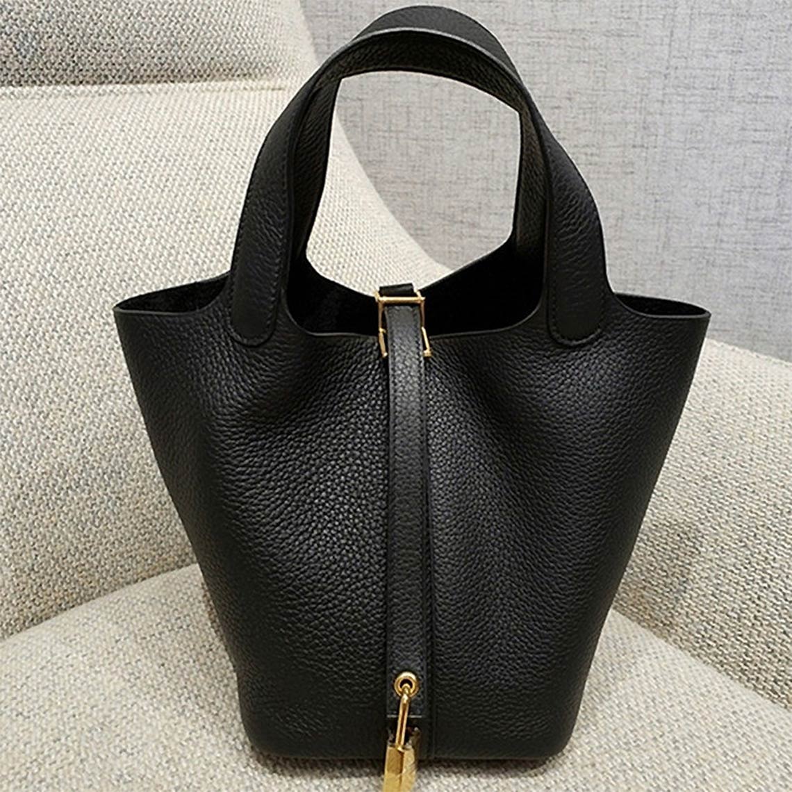Taupe Leather Tote Handbag | Replica Picotin Lock Bag Black - POPSEWING™