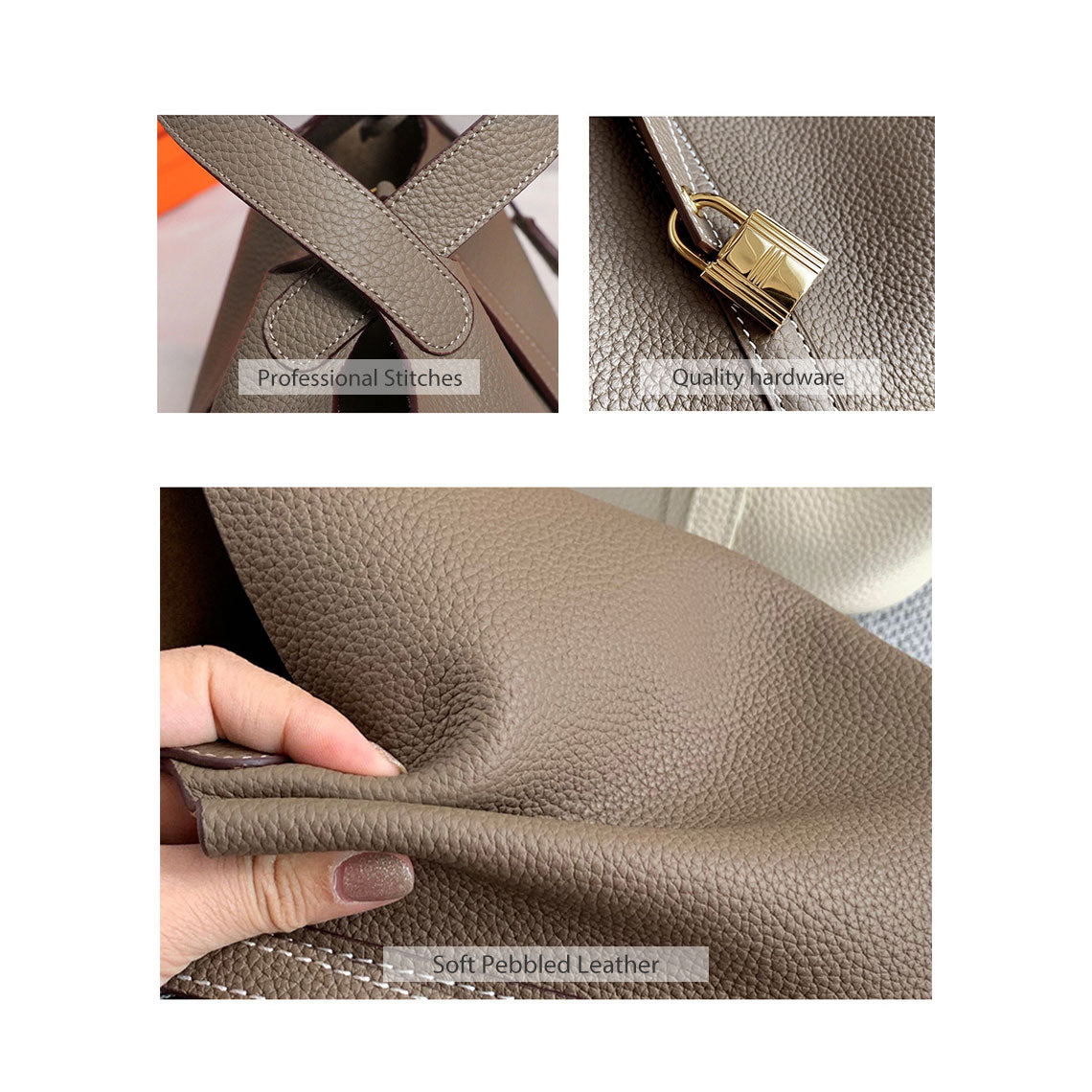 Leather Inspired Picotin Handbag | Designer Leather Handbags