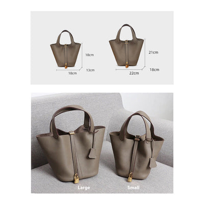Taupe Leather Tote Bag | Replica Picotin Lock Bag Size - POPSEWING™