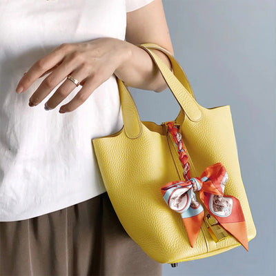 Yellow Leather Tote Handbag | Replica Inspired Picotin Lock Bag - POPSEWING™