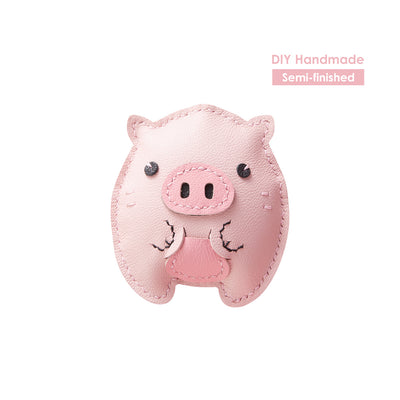 Cute Pig Leather Keychain | DIY Keychain Kit Pink Leather Piggy Keychain Charm - POPSEWING™