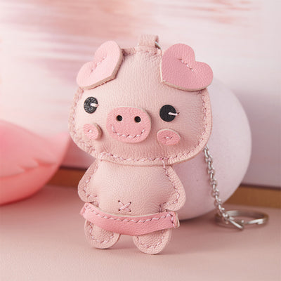 Cute Piggy Leather Keychain Bag Charm Kit - POPSEWING™