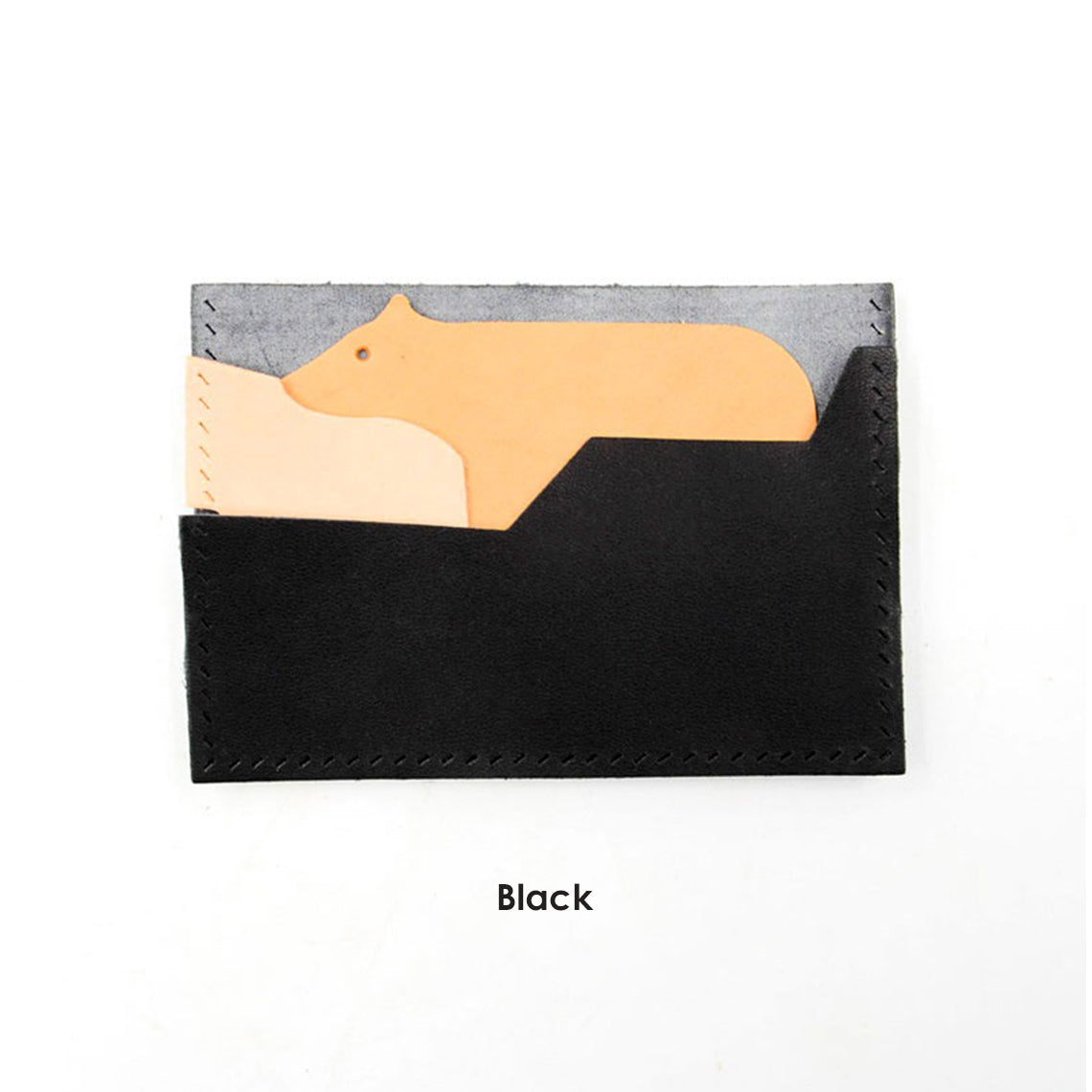 Black Animal Polar Bear Leather Card Holder | Easy Leather DIY Kit for Beginners - POPSEWING™