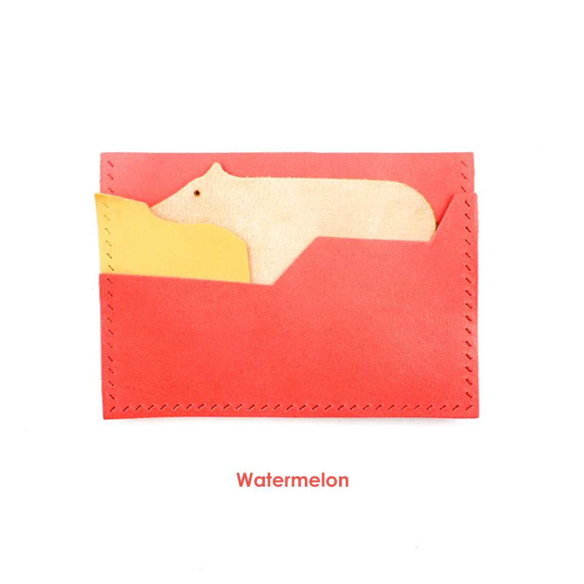 Red Animal Polar Bear Leather Card Holder | Easy Leather DIY Kit for Beginners - POPSEWING™