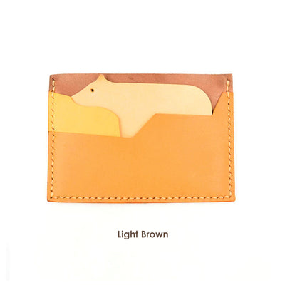 Light Brown Animal Polar Bear Leather Card Holder | Easy Leather DIY Kit for Beginners - POPSEWING™