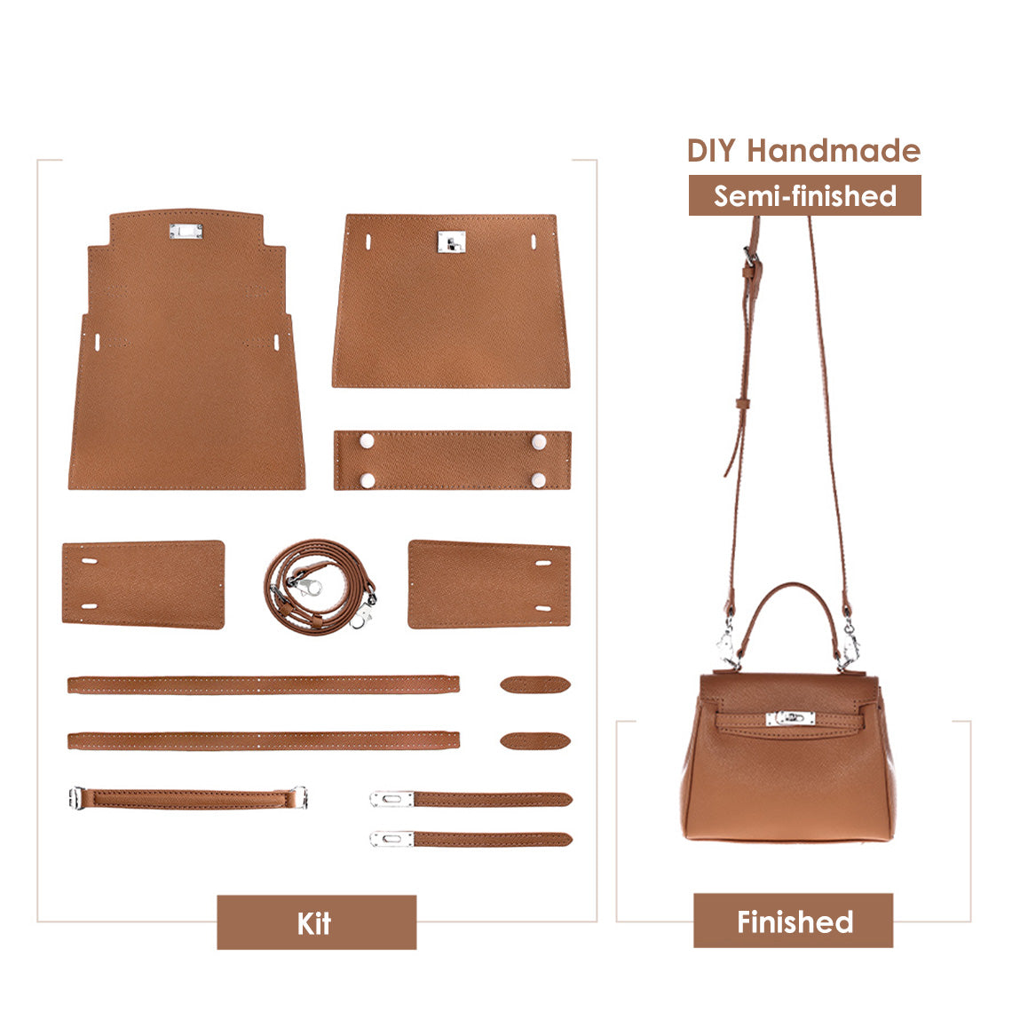 Brown Leather Inspired Kelly Bag DIY Kit | DIY Crossbody Bag Kit
