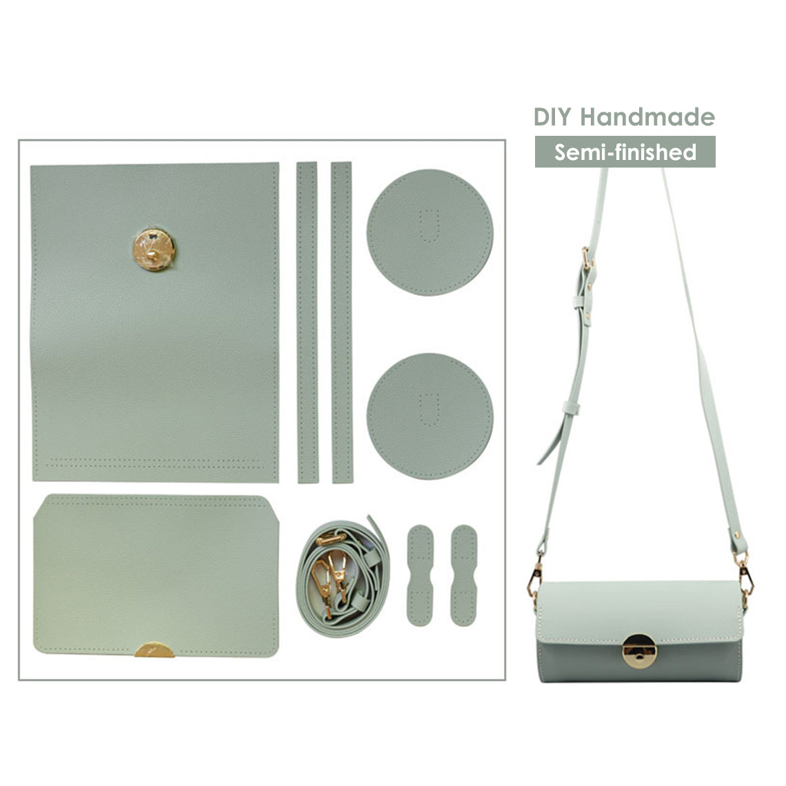 DIY Leather Bag Kit | Faux Leather Cylinder Crossbody Bag in Green - POPSEWING™