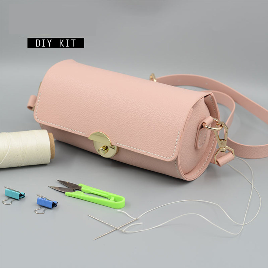 DIY Leather Bag Kit | Pink Faux Leather PU Leather Crossbody Bag for Women - POPSEWING™