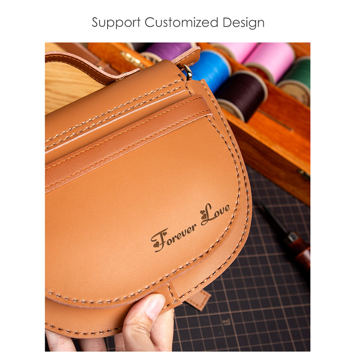 Personalized leather bag | Leather engraving service | Custom made brown leather crossbody bag - POPSEWING™