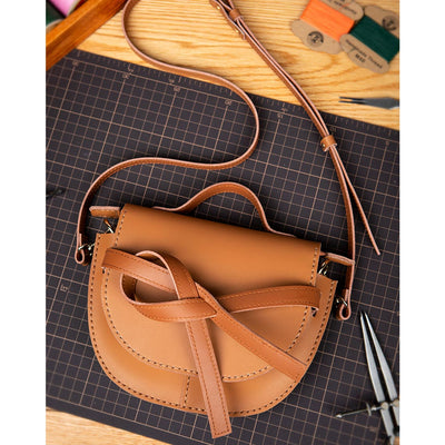 Brown leather luxury crossbody saddle bag | DIY crossbody bag kit for women - POPSEWING™