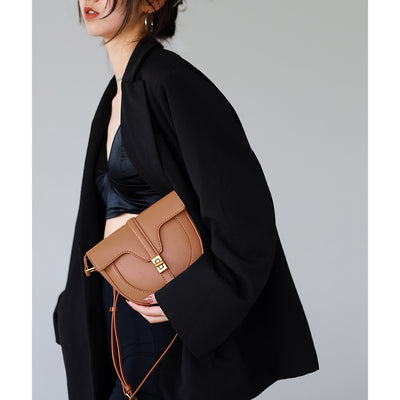 Brown leather crossbody bag for women | Designer saddle bag purse | POPSEWING™