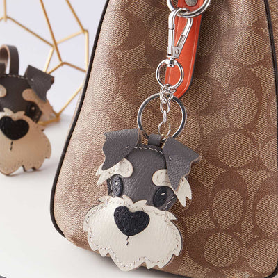 DIY Leather Bag Accessories | Kawaii Schnauzer Dog Design Charm Custom Dog Keychain - POPSEWING™