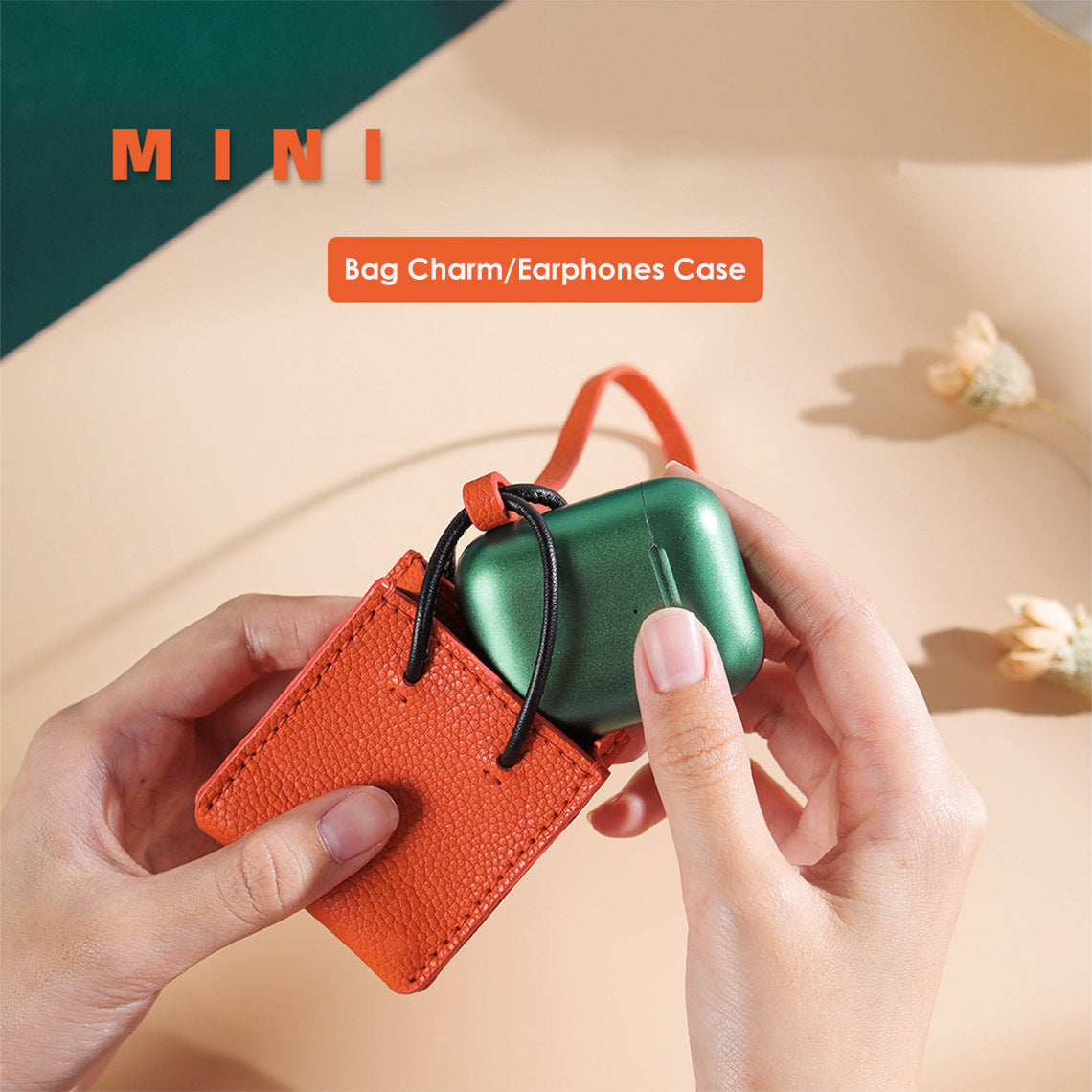 DIY orange leather bag charm kit | Handmade purse charm, Airpods holder/earphones protective case