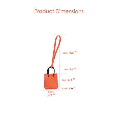 DIY orange leather bag charm kit | Handmade purse charm dimensions