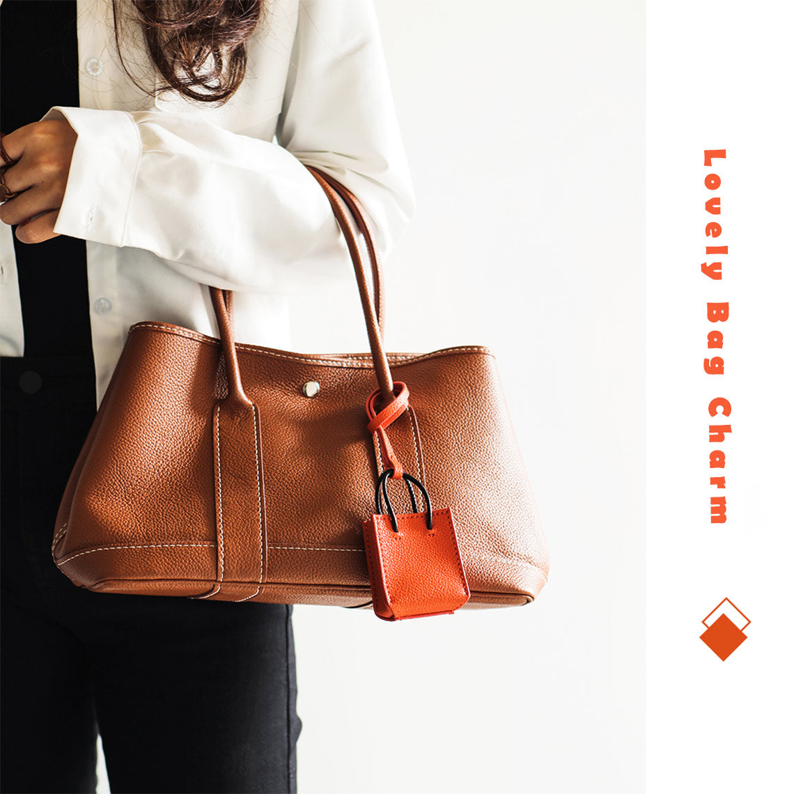 DIY orange leather bag charm | Inspired Hermes leather bag charm