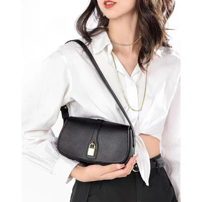 Black Leather Shoulder Bag Handbag Purse for Women | Handmade Leather Purse Valentine Bags - POPSEWING™
