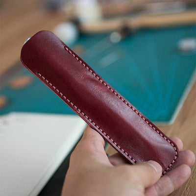 Red Leather Single Pen Sleeve | Luxury Pen Holder - POPSEWING™