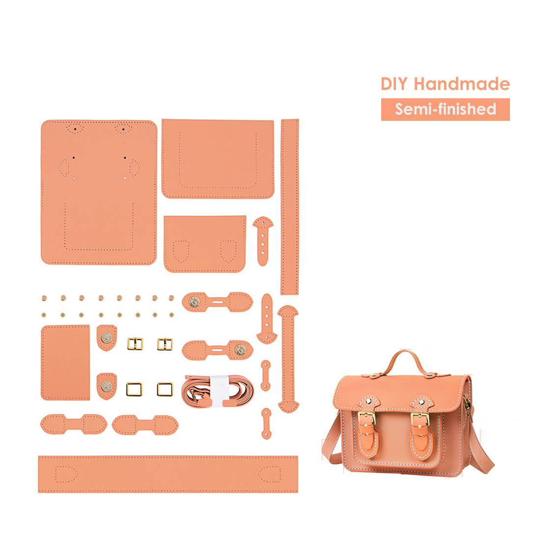 Women Small Fashion Leather Crossbody Bag DIY Kit | Orange | POPSEWING™ 