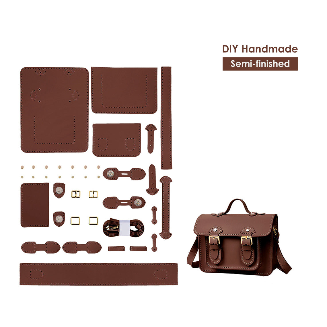 Women Small Fashion Leather Crossbody Bag DIY Kit | Coffe | POPSEWING™ 