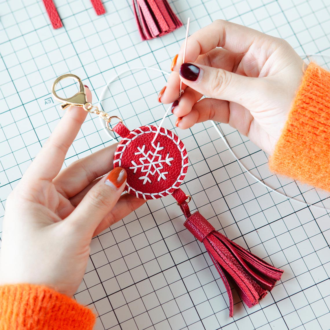 POPSEWING® Leather Snowflake keychain DIY Kit