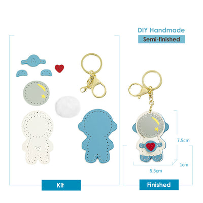Spacemen & Spaceship Keychain Charm Ornament Leather Kit | POPSEWING™ 