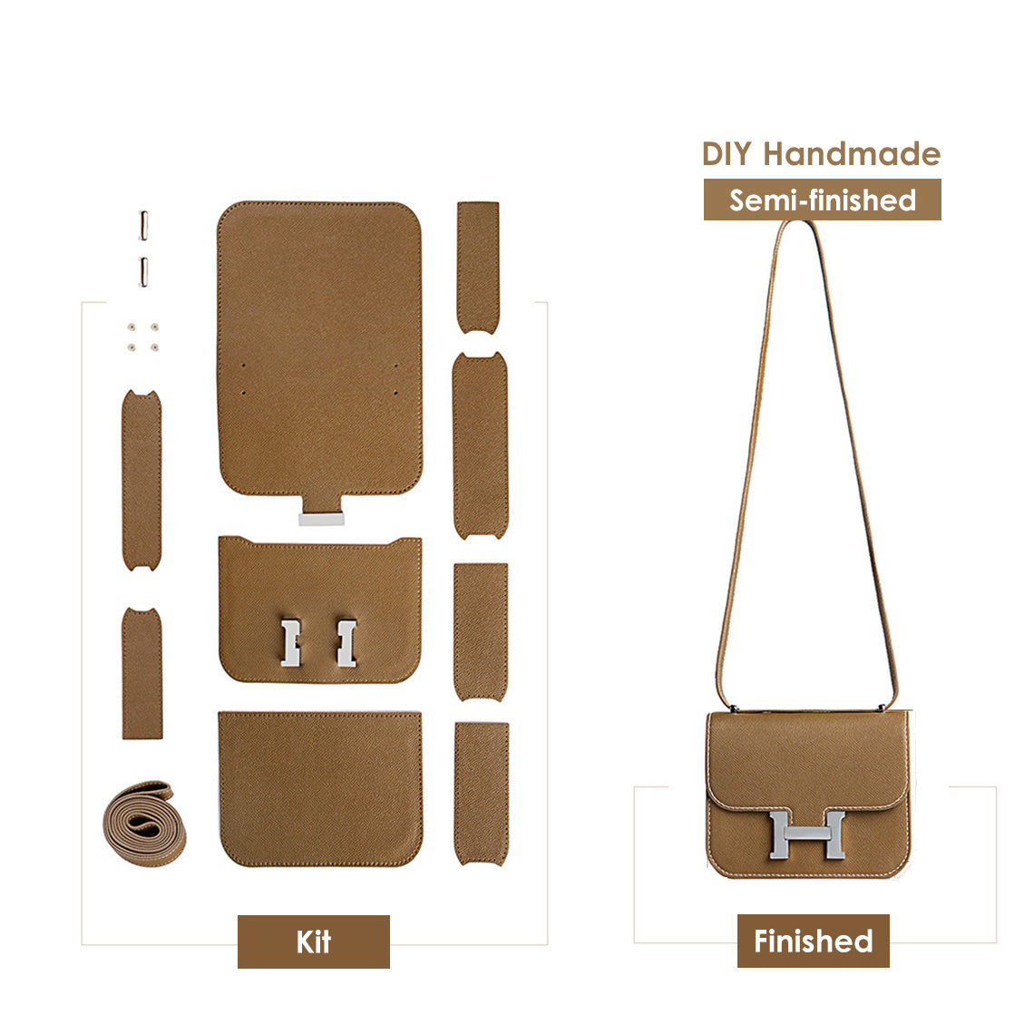 Constance Bag DIY Kit - Leather Tan Tofu Bag Sling Shoulder | POPSEWING™