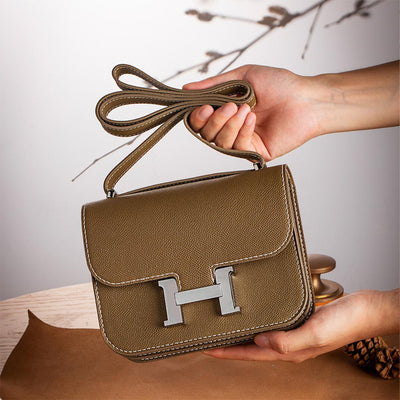 Leather Handmade Attendant Square Tofu Crossbody Bag | Best diy gift
