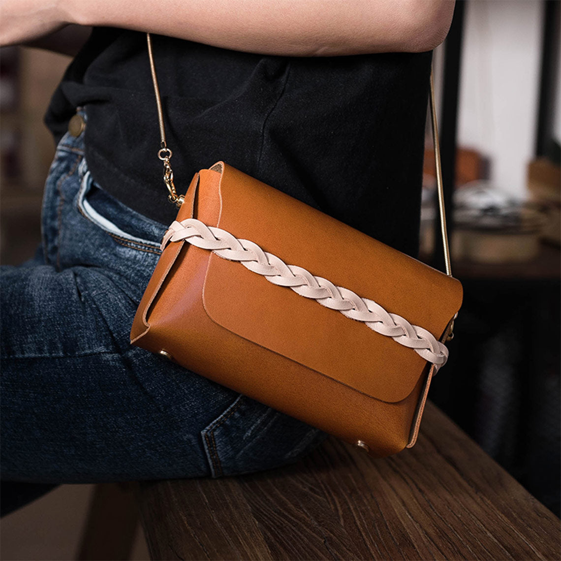 DIY hobo bag | Brown leather designer crossbody bag | POPSEWING™