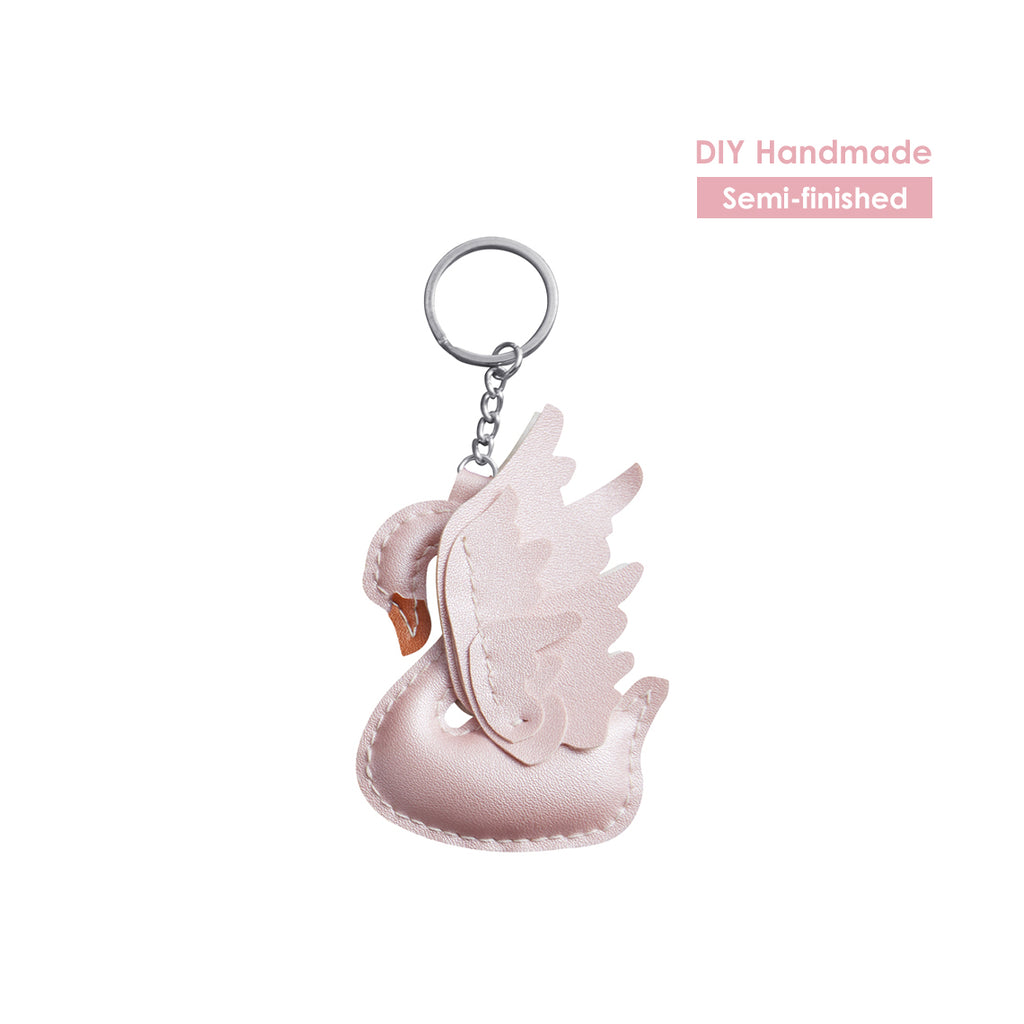 Leather Swan Keychain and Bag Charm | DIY Keychain Kits - POPSEWING PU Leather / Pink