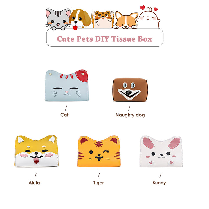 Cute Pets Leather Tissue Box Cover DIY Kit