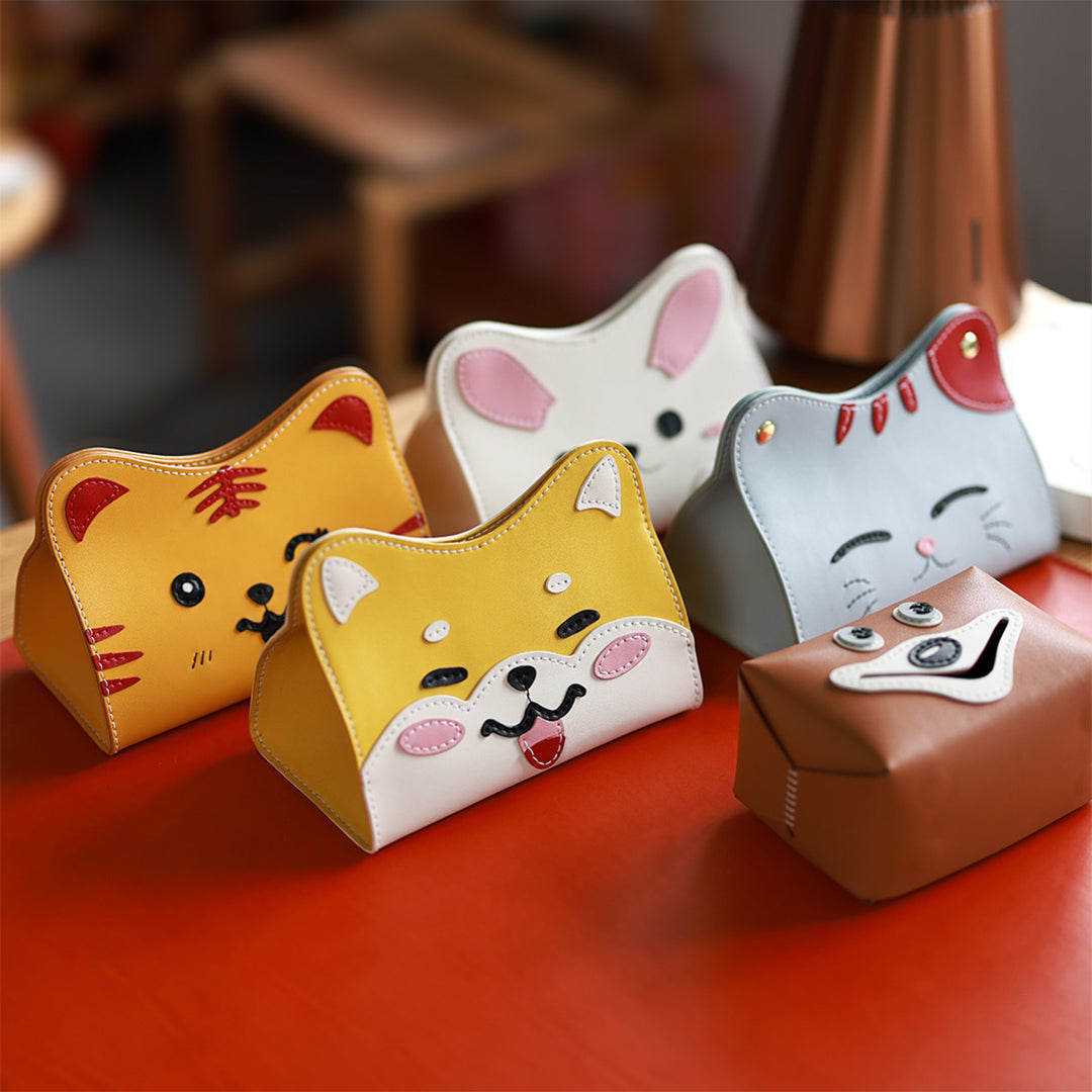 POPSEWING® Leder Süße Haustiere Taschentuchbox DIY-Kit