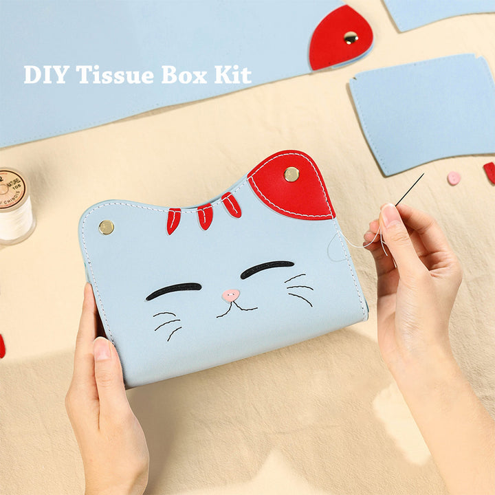 Cat Leather Tissue Box Holder DIY Kit Sewing Patterns