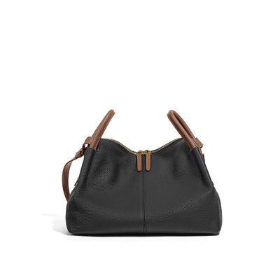 Black Leather Tote Handbag - POPSEWING™
