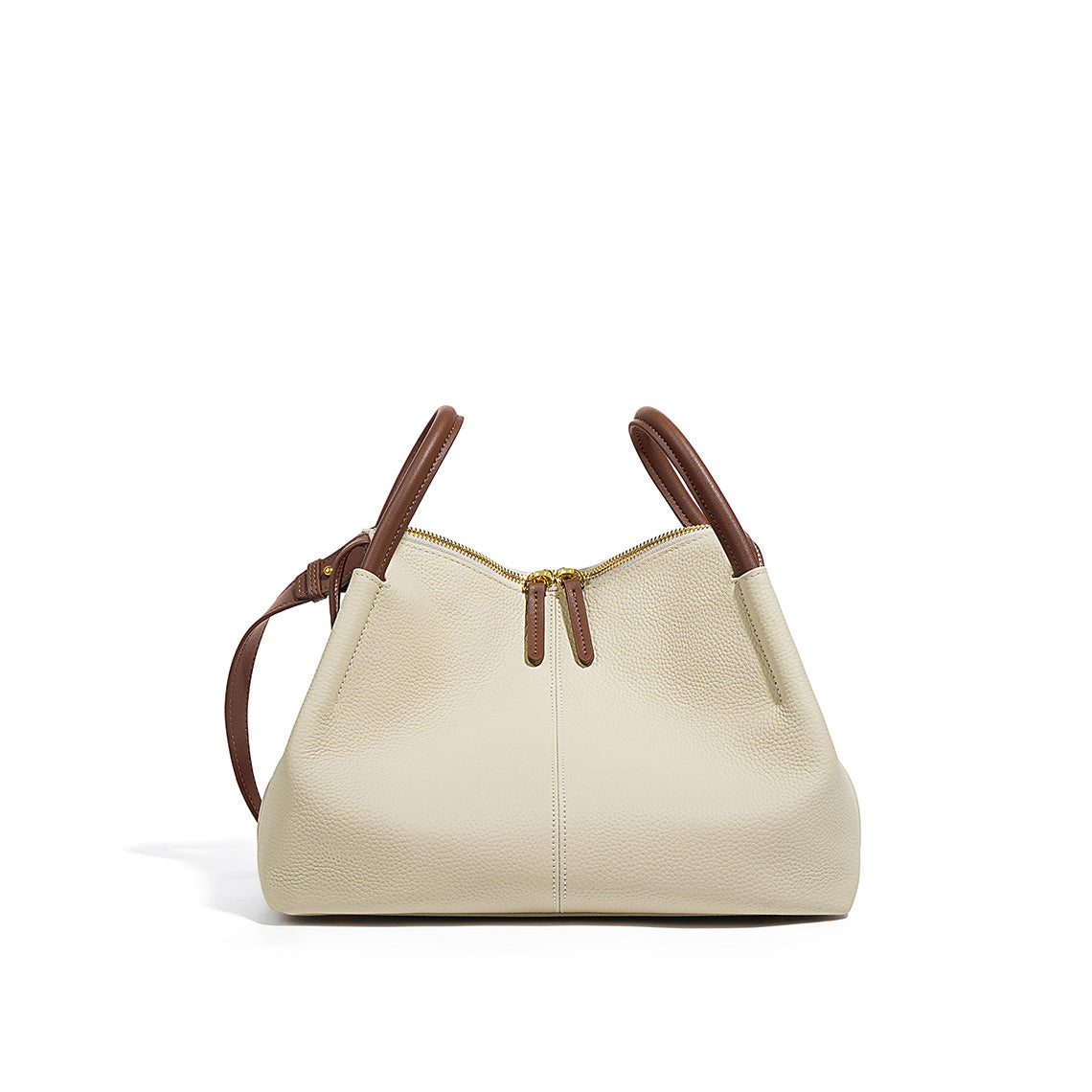 White Top Grain Genuine Leather Tote Handbag - POPSEWING™