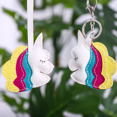 Leather Cute Unicorn Bag Charm Keyring for Kids | Homemade DIY Keychain - POPSEWING™